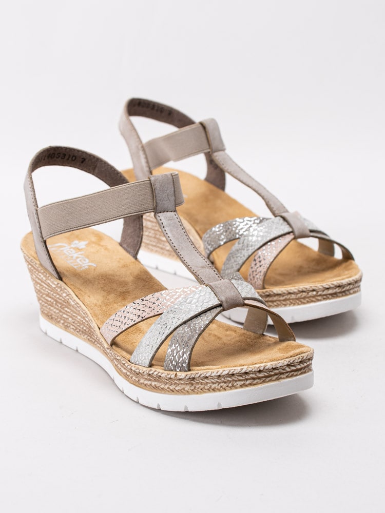 06201087 Rieker 61995-64 Beige sandaletter med flerfärgade remmar-6