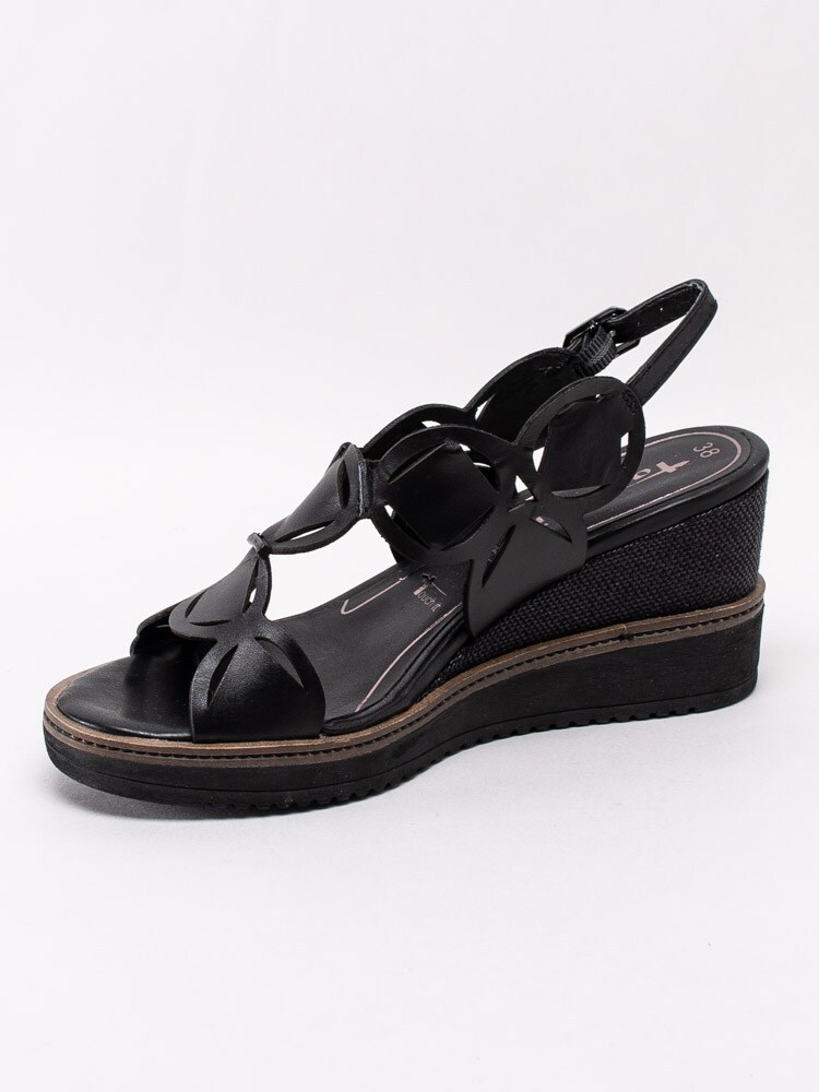 06201117 Tamaris 1-28312-24-001 Svarta kilklackade sandaletter med abstrakt mönster-2