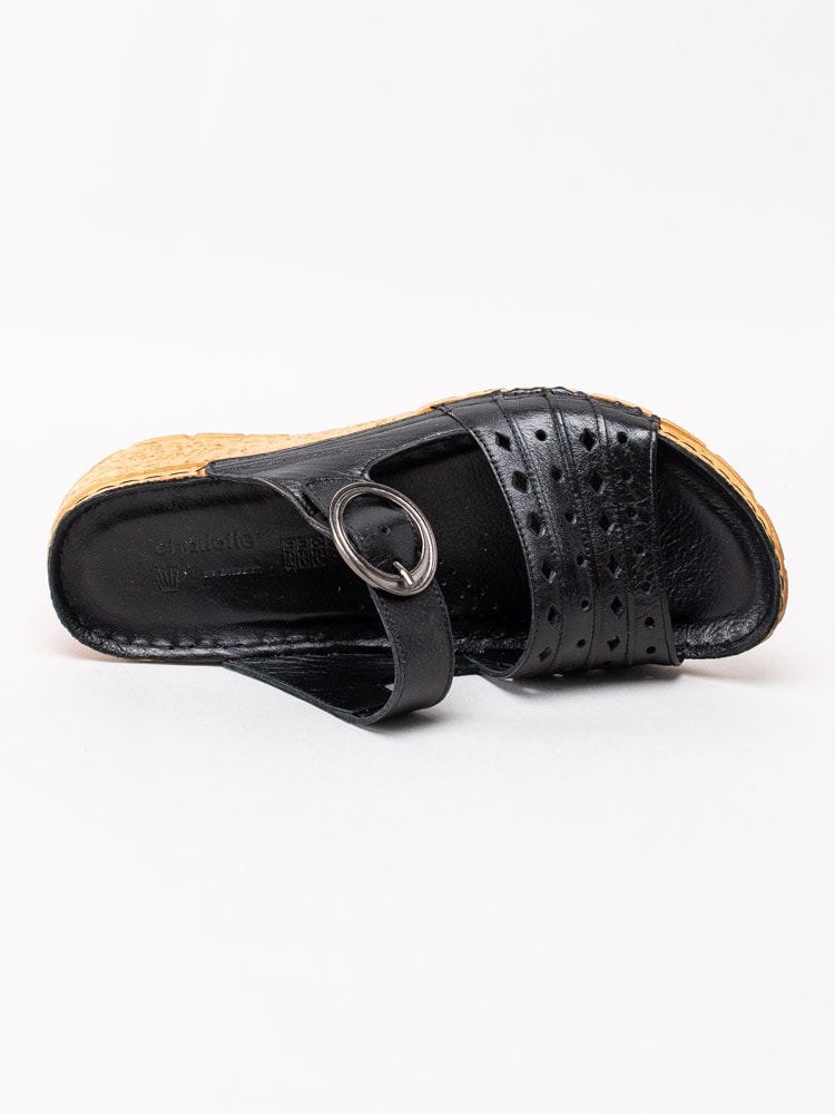 06201119 Charlotte of Sweden 881-2347-101 Svarta slip in sandaler med kilklack-4