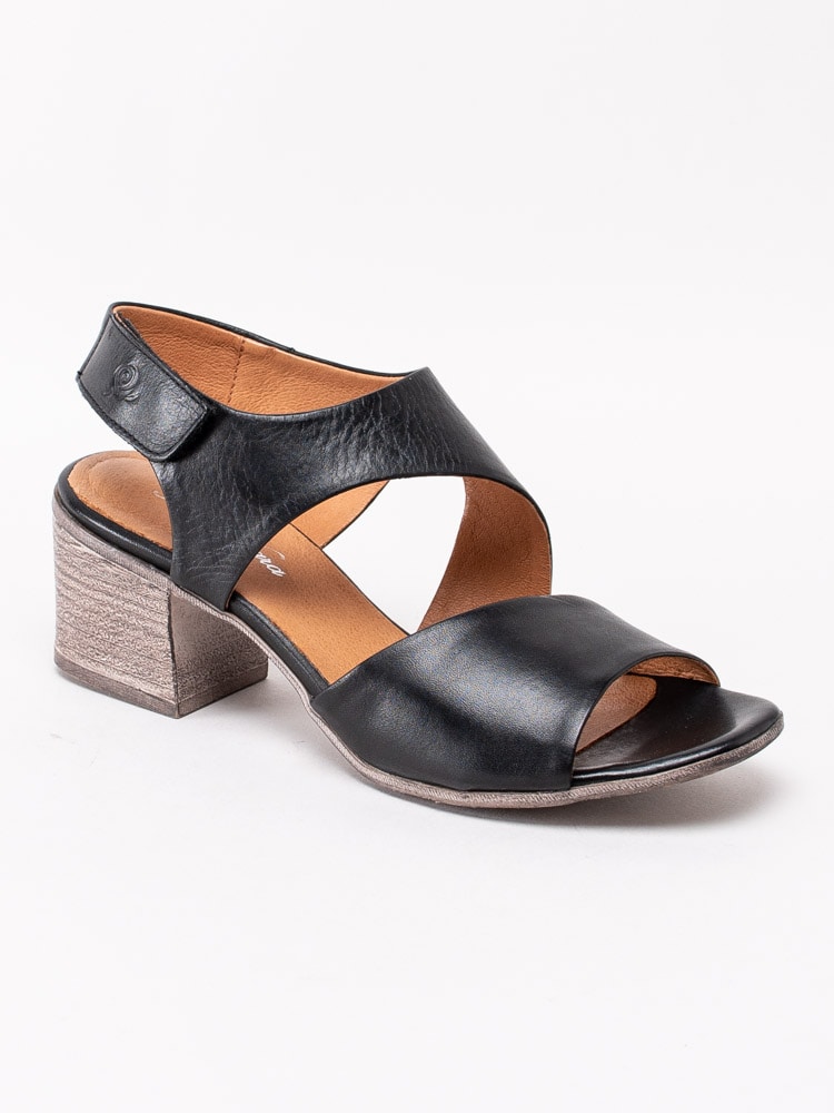 06201123 Rosa Negra 837-2645-101 Svarta sandaletter i mjukt skinn med kardborre-1