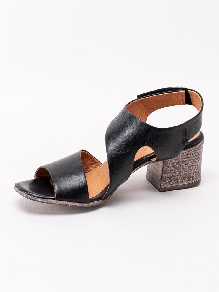 06201123 Rosa Negra 837-2645-101 Svarta sandaletter i mjukt skinn med kardborre-2