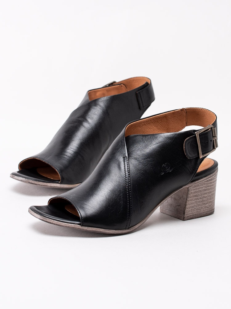 06201125 Rosa Negra 837-2569-101 Svarta sandaletter med öppen tå och bred hälrem-6