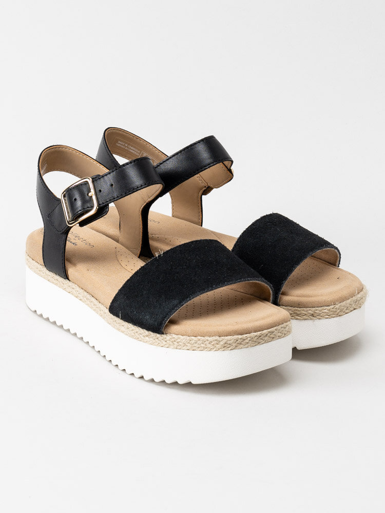 Clarks - Lana Shore - Svarta sandaler i skinn och mocka