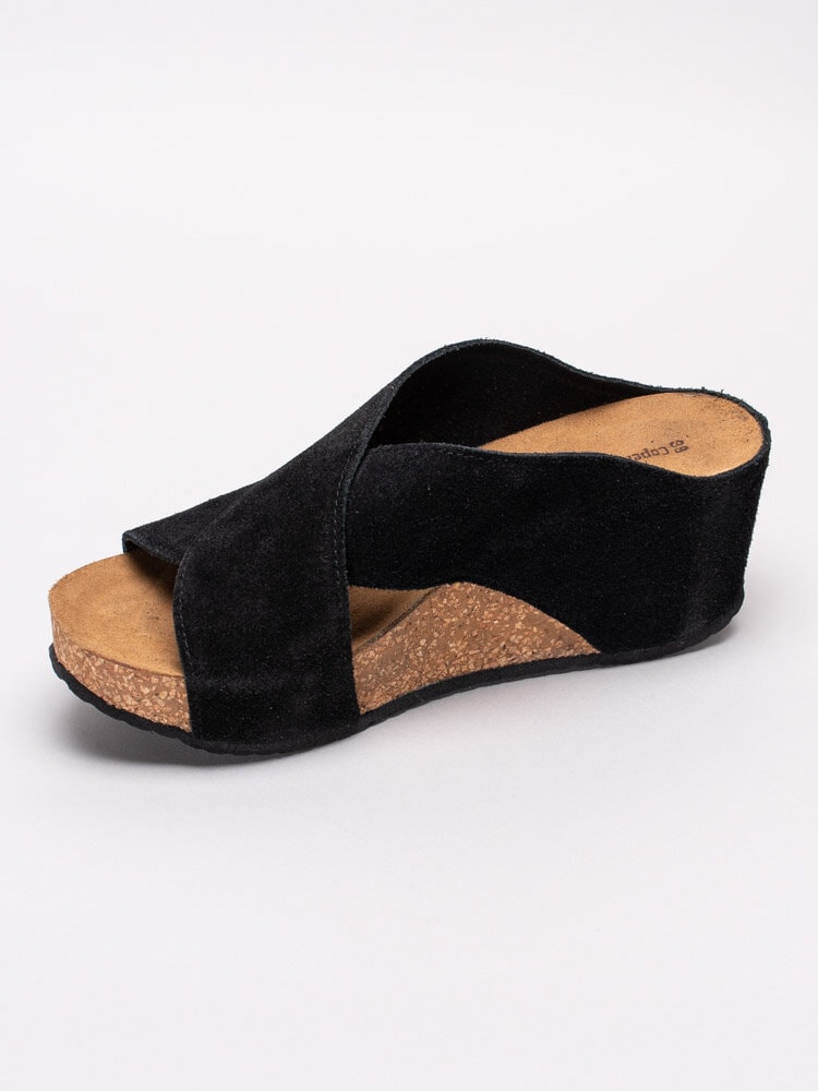 Copenhagen Shoes - Frances - Svarta kilklackade slip in sandaler i mocka