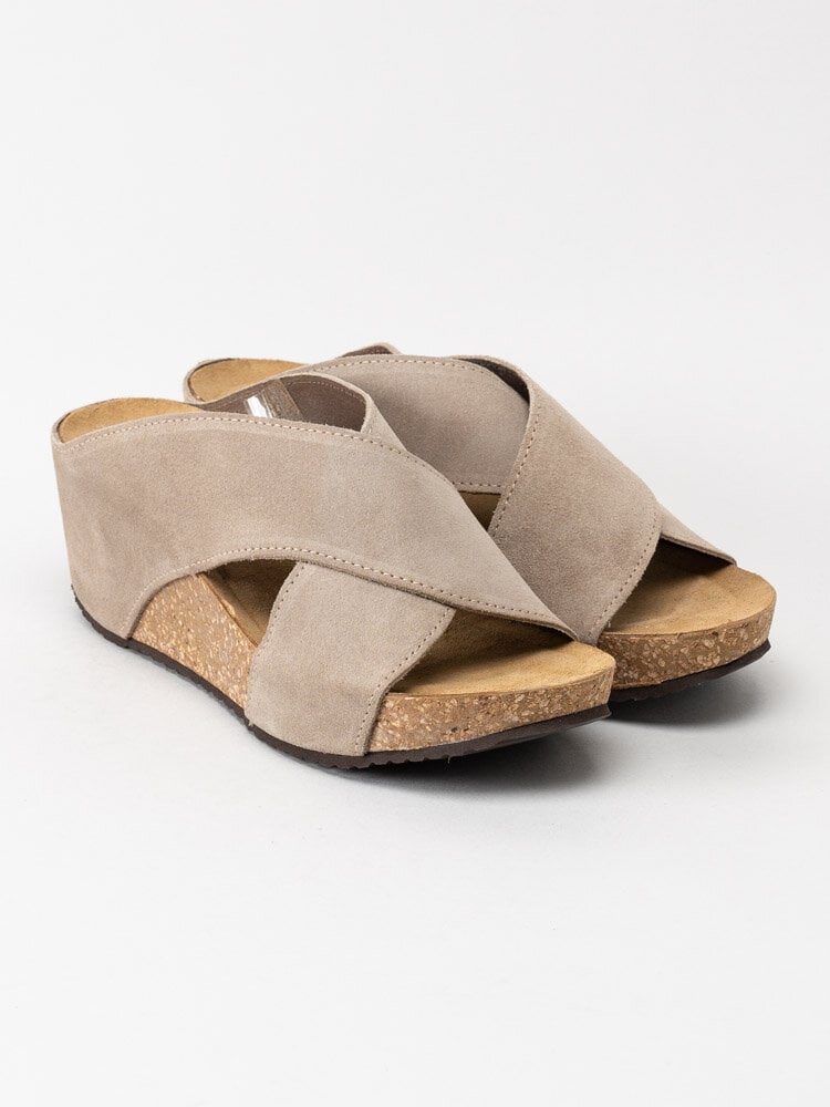 Copenhagen Shoes - Frances - Beige kilklackade slip in sandaler i mocka