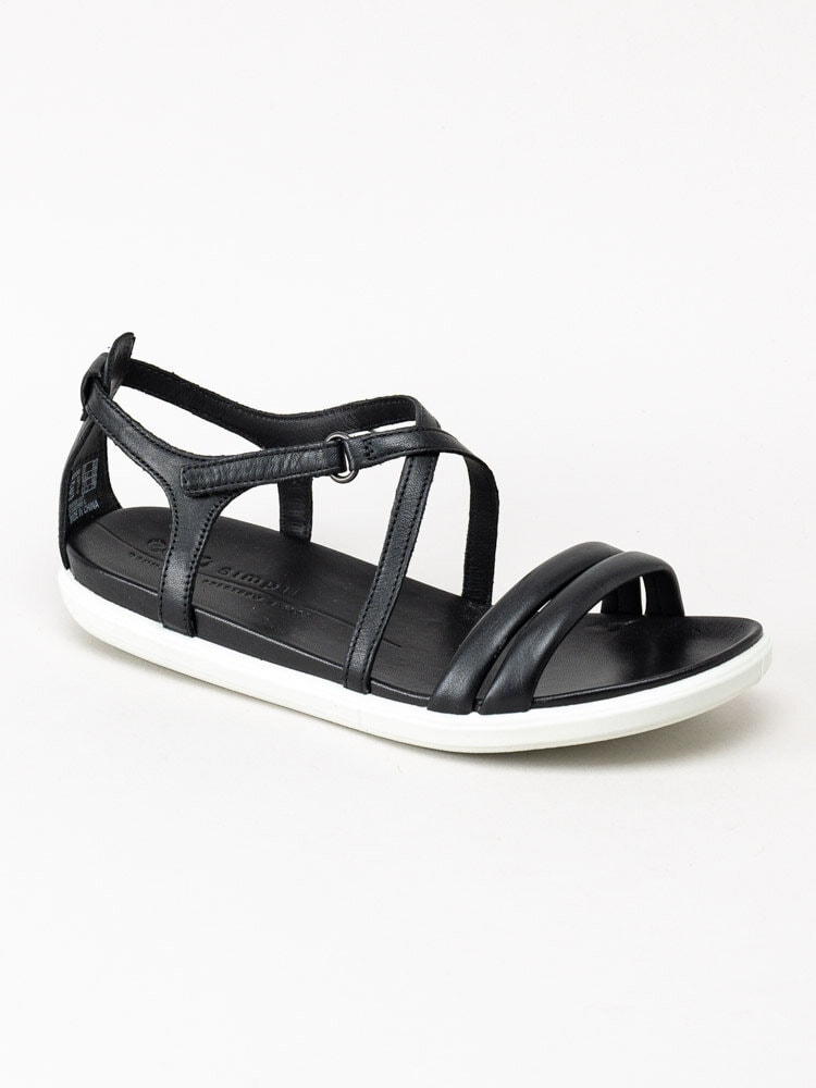 Ecco - Simpil Sandal - Svarta remsandaler i skinn