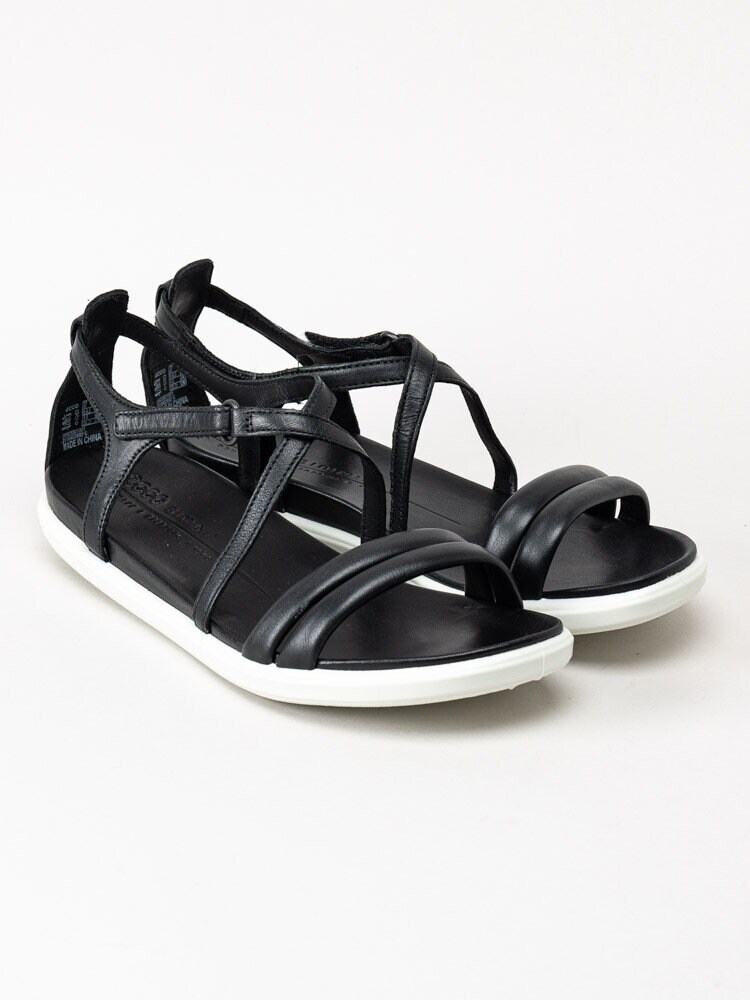 Ecco - Simpil Sandal - Svarta remsandaler i skinn