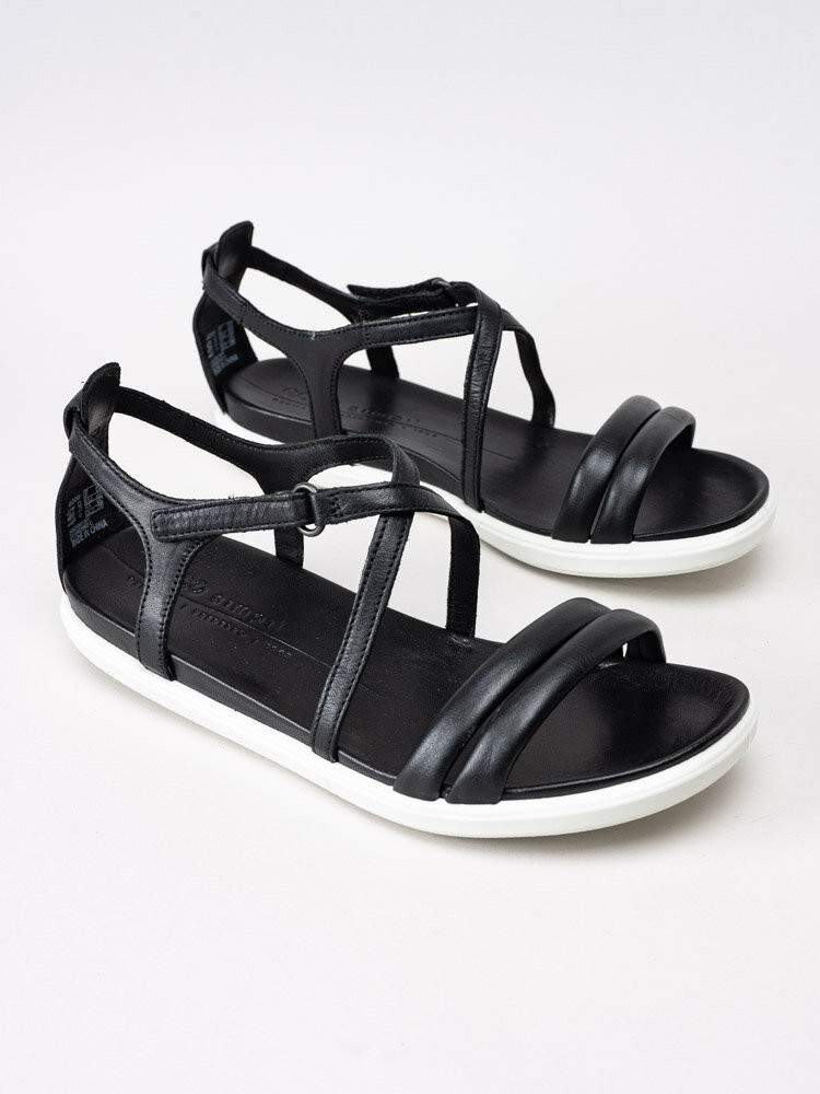 Ecco - Simpil Sandal - Svarta remsandaler i skinn