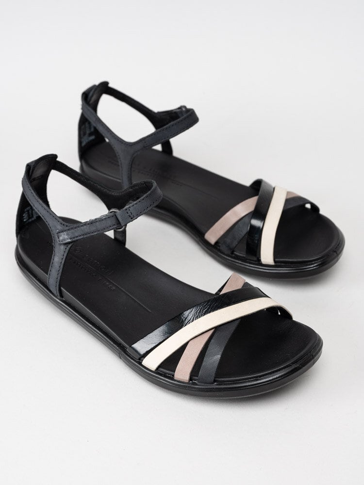 Ecco - Simpil Sandal - Svarta sandaler med smala remmar