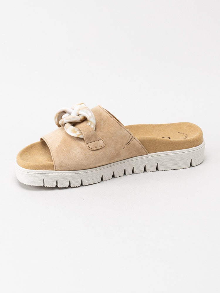 Gabor - Beige slip in sandal i mocka