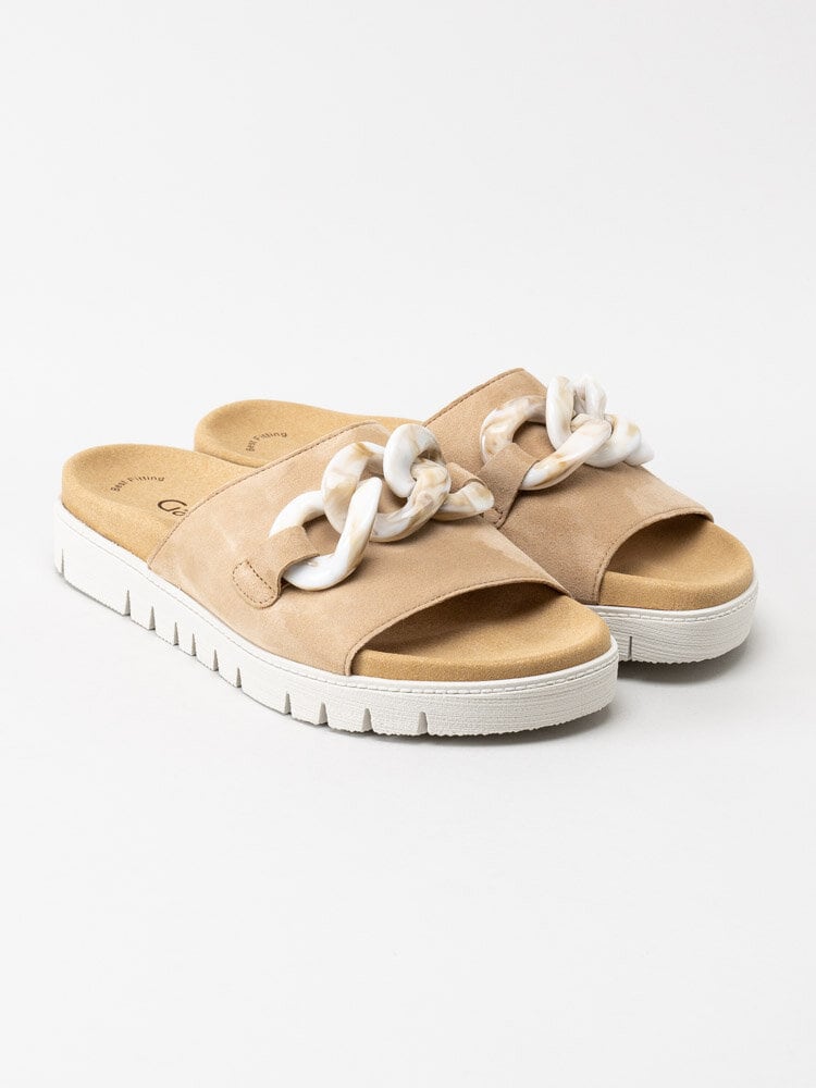 Gabor - Beige slip in sandal i mocka