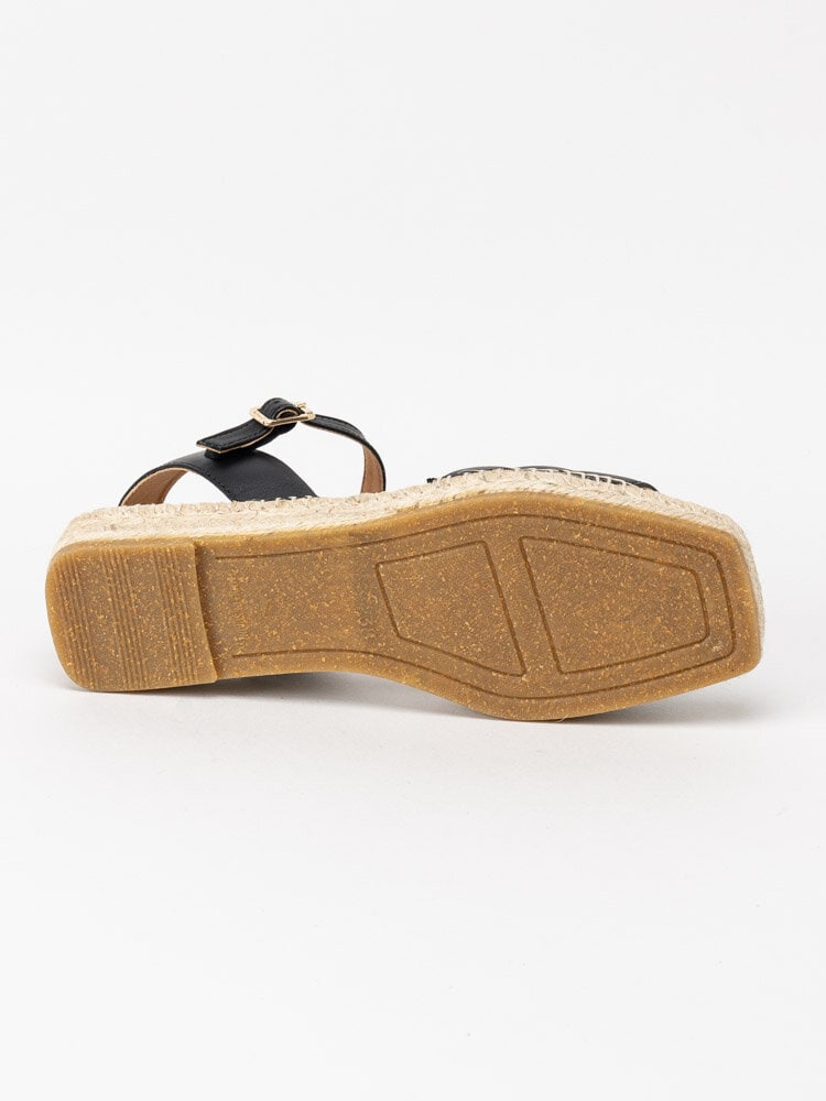 Kanna - Amber - Svarta sandaler med repklädd sula