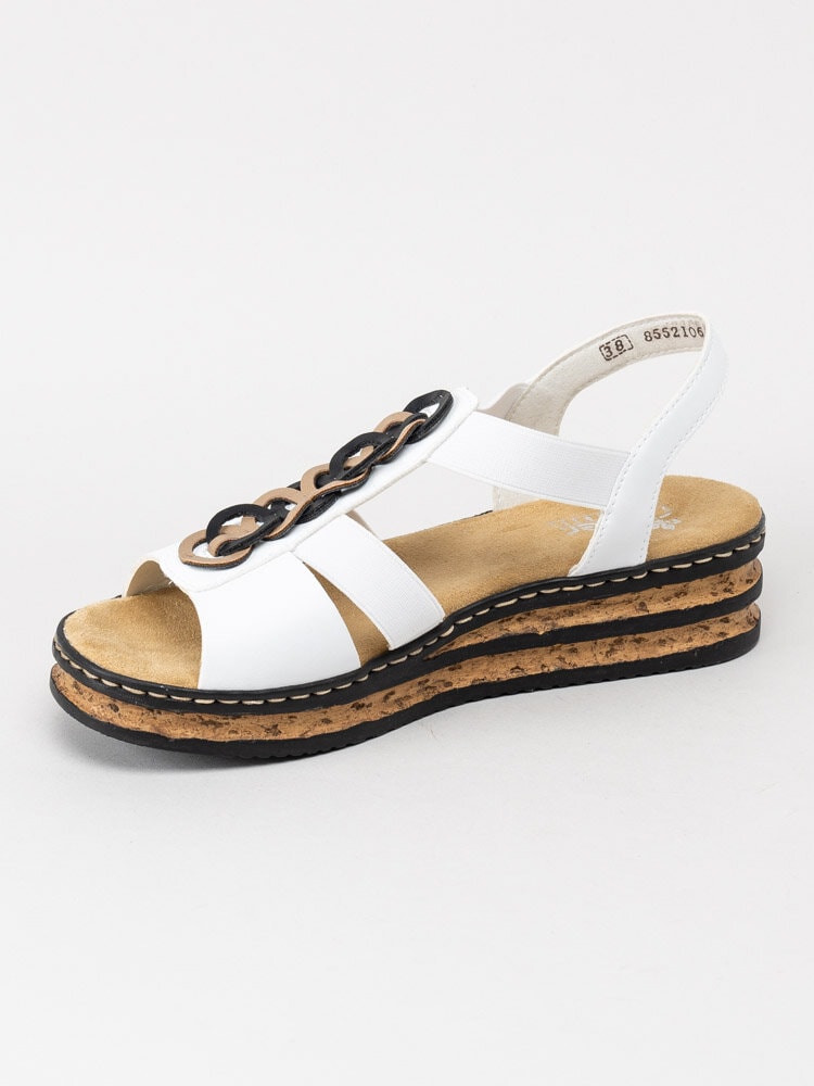 Rieker - Vita sandaletter med frontdekor