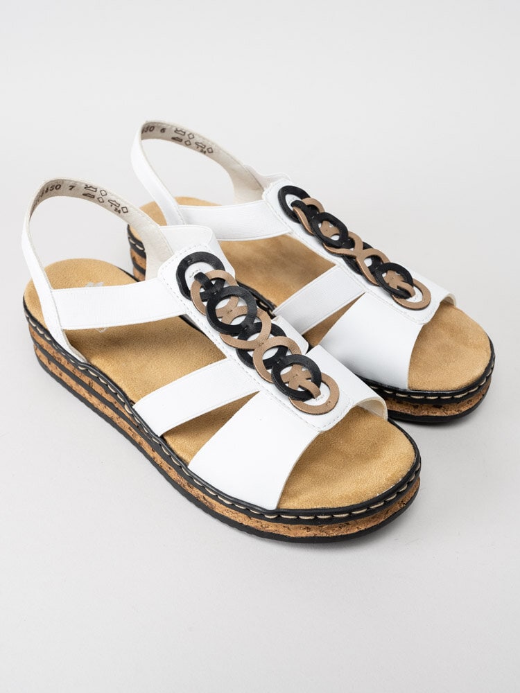 Rieker - Vita sandaletter med frontdekor