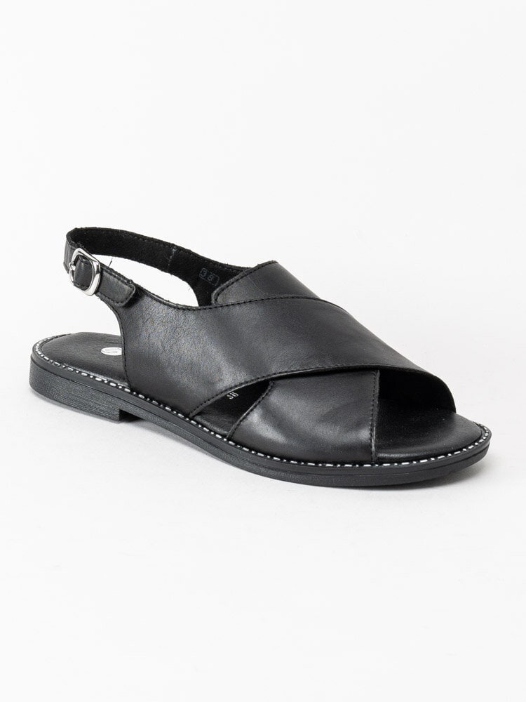 Remonte - Svarta sandaler i skinn