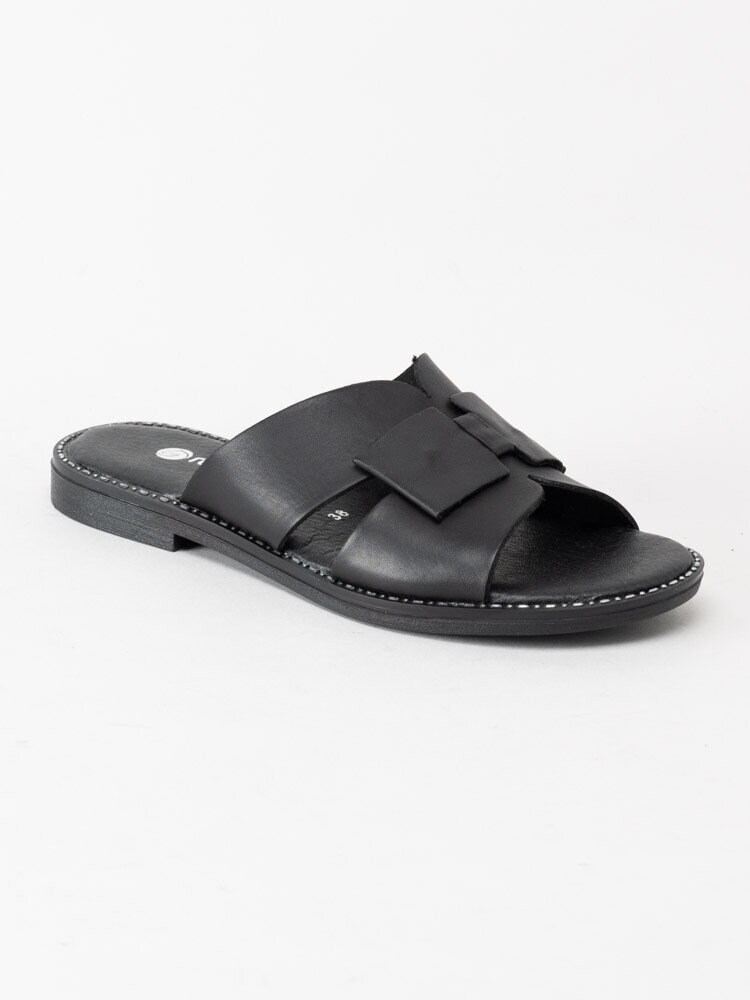Remonte - Svarta slip in sandaler i skinn