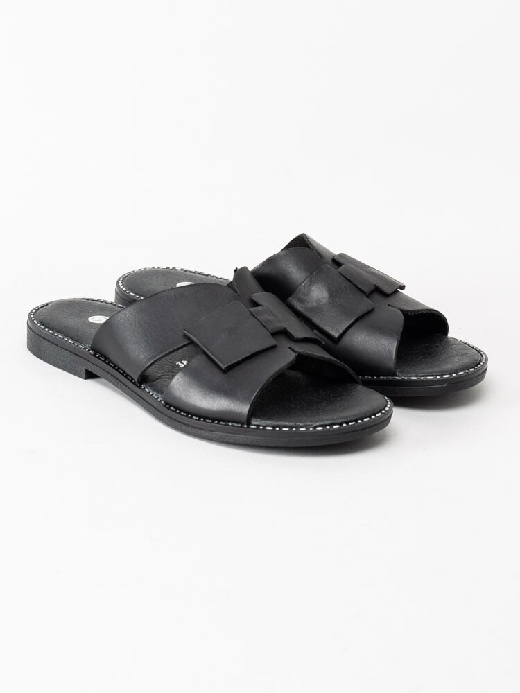 Remonte - Svarta slip in sandaler i skinn