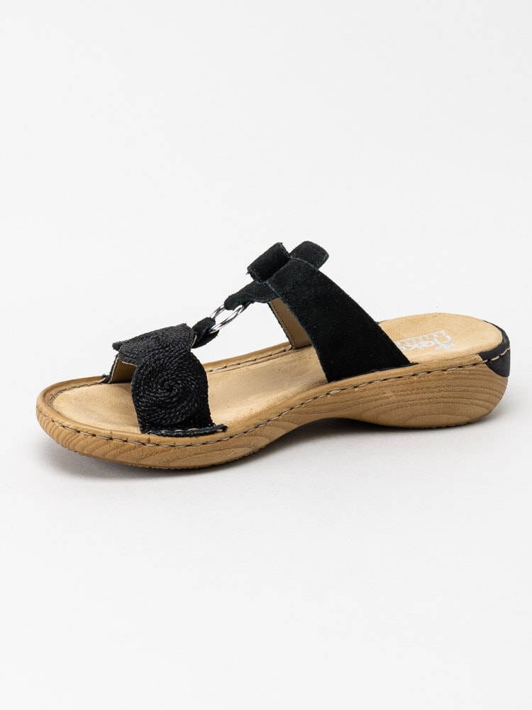 Rieker - Svarta slip in sandaler med fin detalj