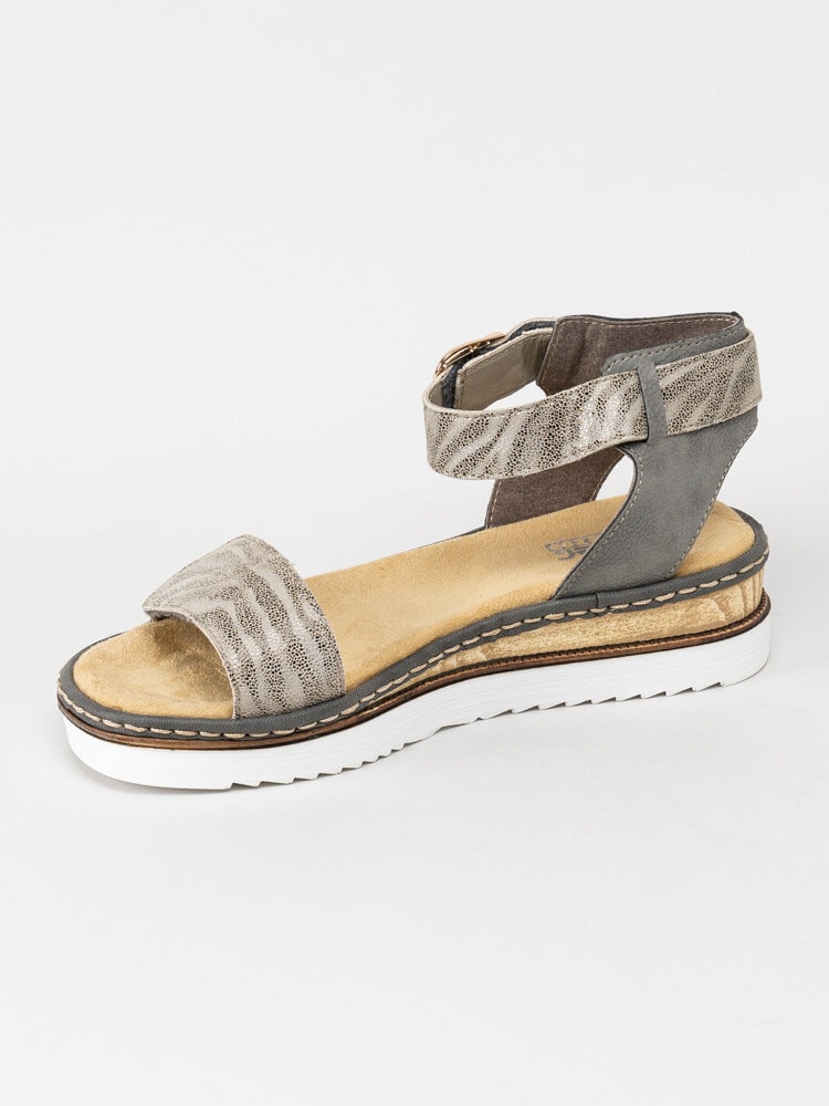 Rieker - Grå zebramönstrade kilklackade sandaletter
