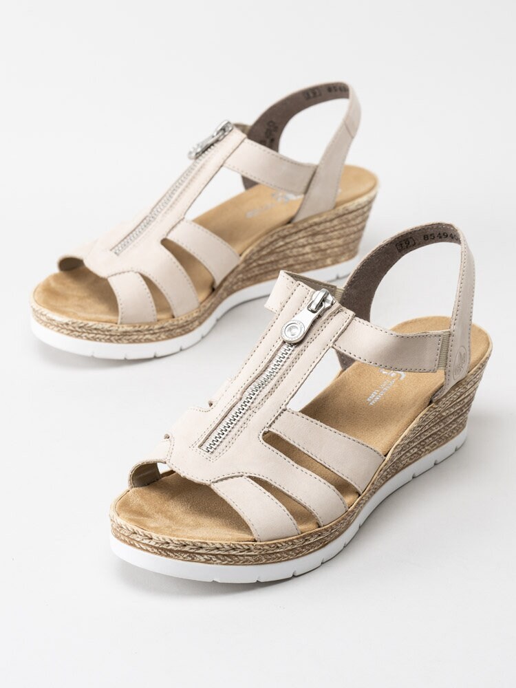 Rieker - Beige kilsandaletter med antistress