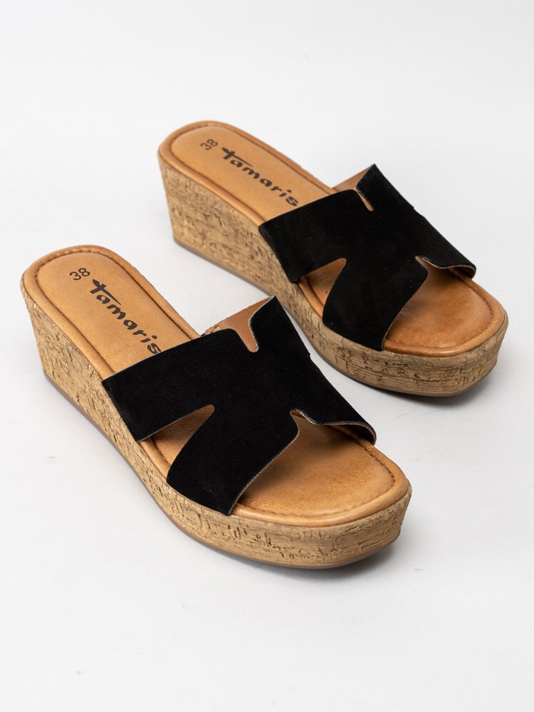 Tamaris - Svarta kilklackade sandaletter