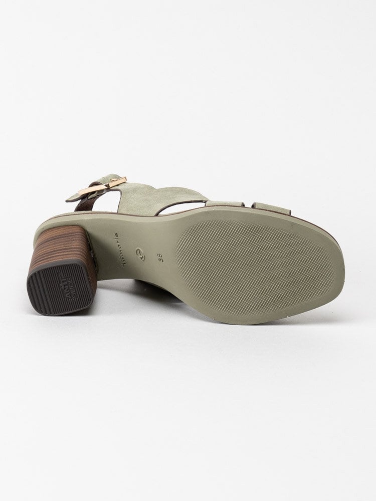 Tamaris - Olivgröna sandaletter i mocka