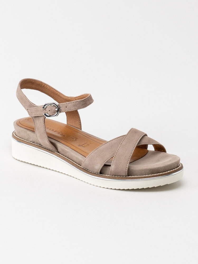 Tamaris - Beige sandaler i skinn