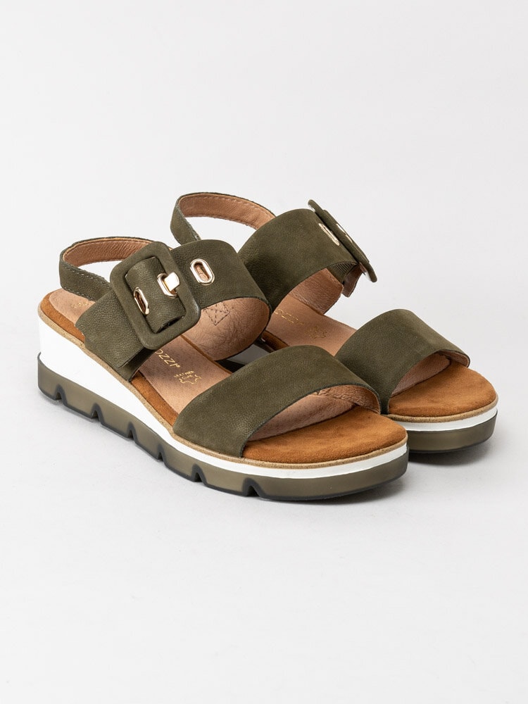 Marco Tozzi - Gröna kilklackade sandaler i nubuck