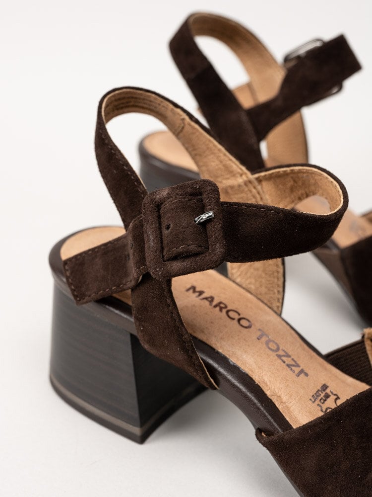 Marco Tozzi - Mörkbruna sandaletter i mocka