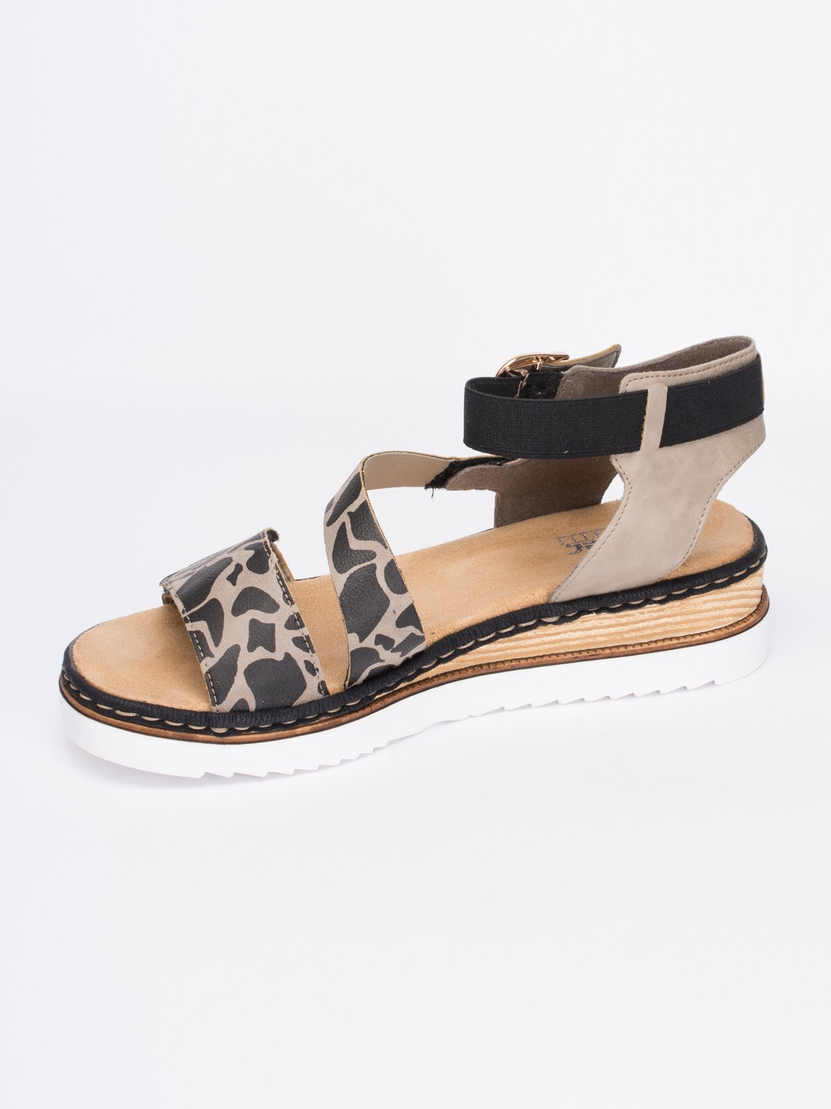 Rieker - Beige sandaler med djurprint