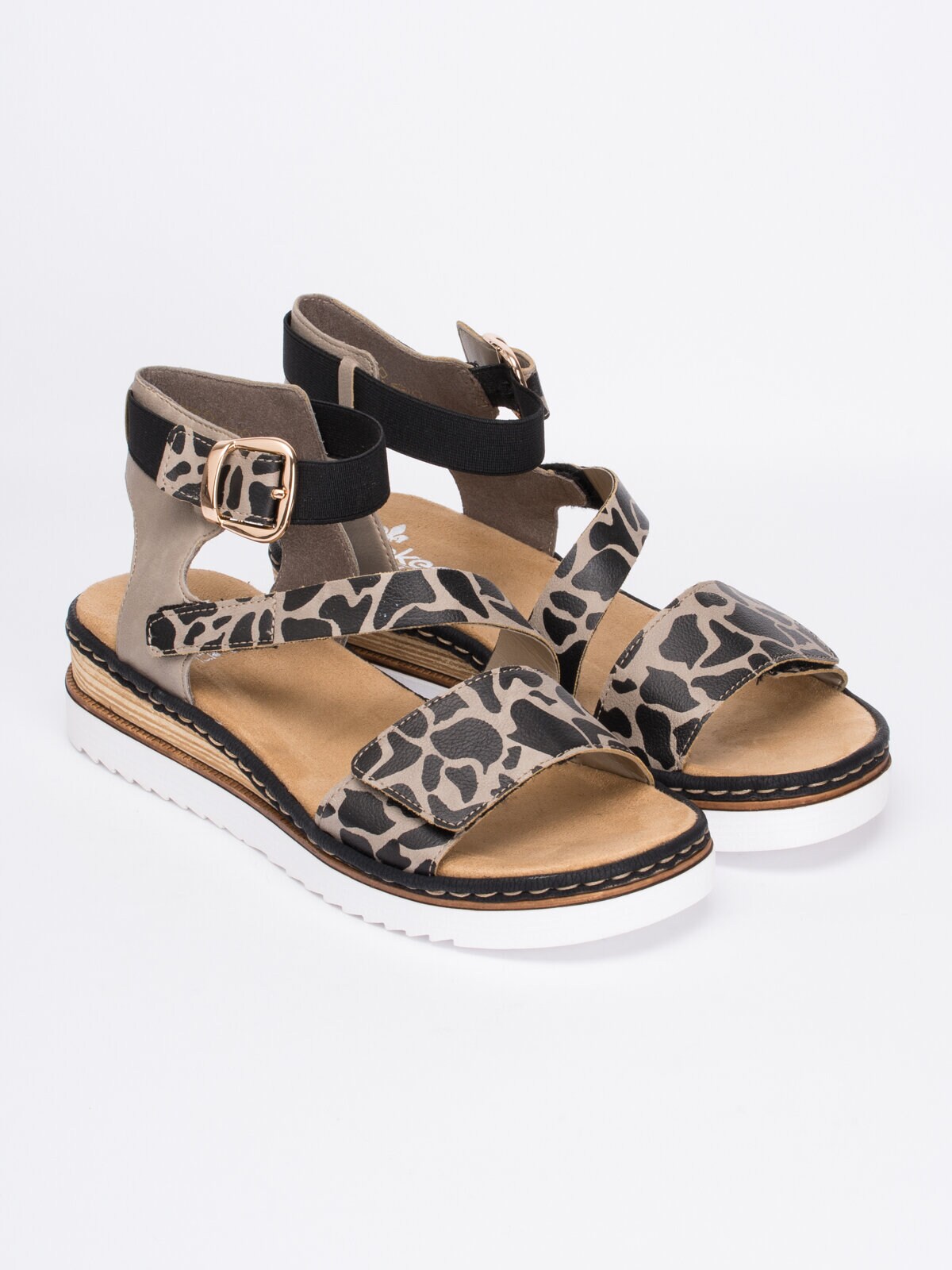 Rieker - Beige sandaler med djurprint