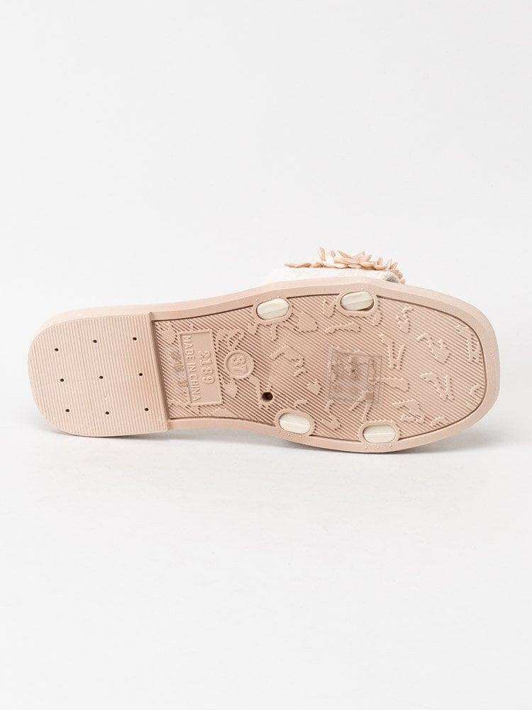 Joia - Beige slip in sandaler med blomdekor