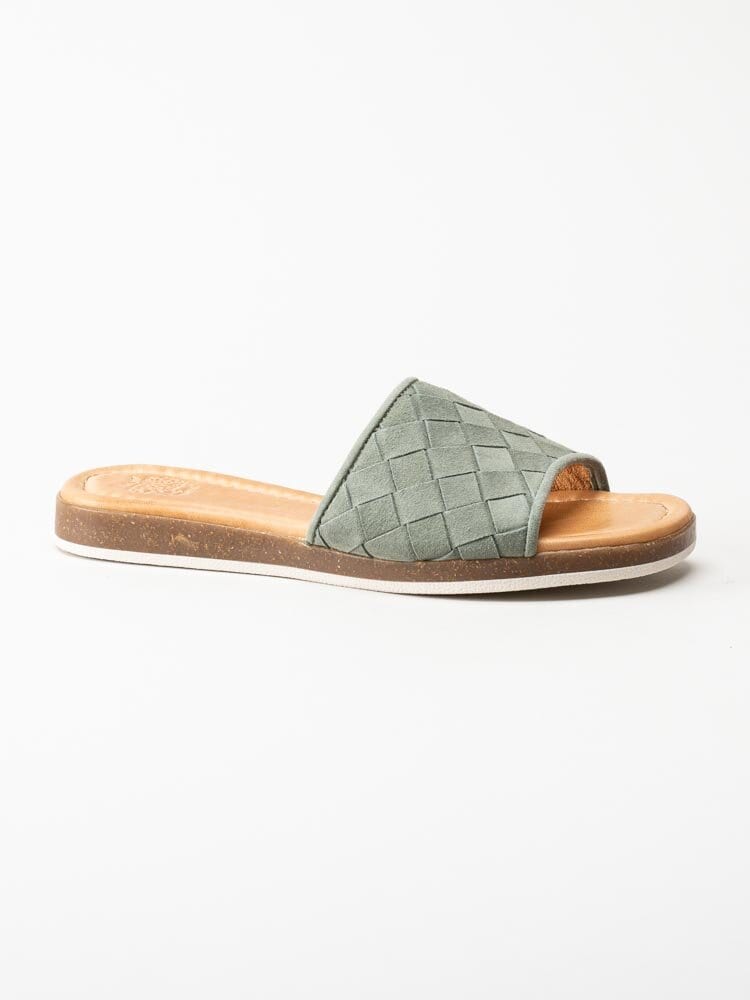 Apple of Eden - Holand - Gröna slip in sandaler i flätad mocka