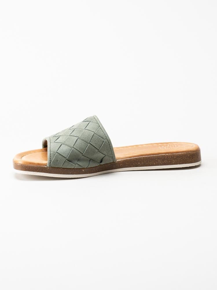 Apple of Eden - Holand - Gröna slip in sandaler i flätad mocka