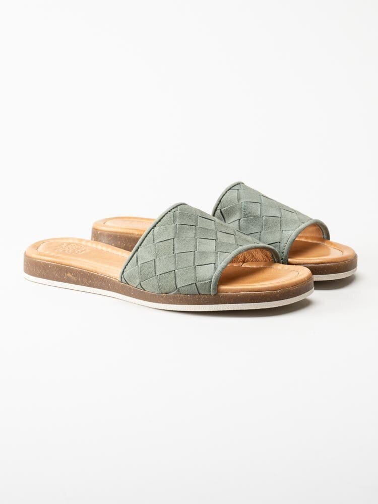 Apple of Eden - Holand - Gröna slip in sandaler i flätad mocka