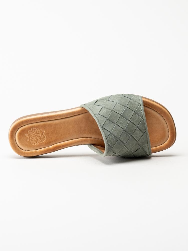 Apple of Eden - Holand - Gröna slip in sandaler i flätad mocka