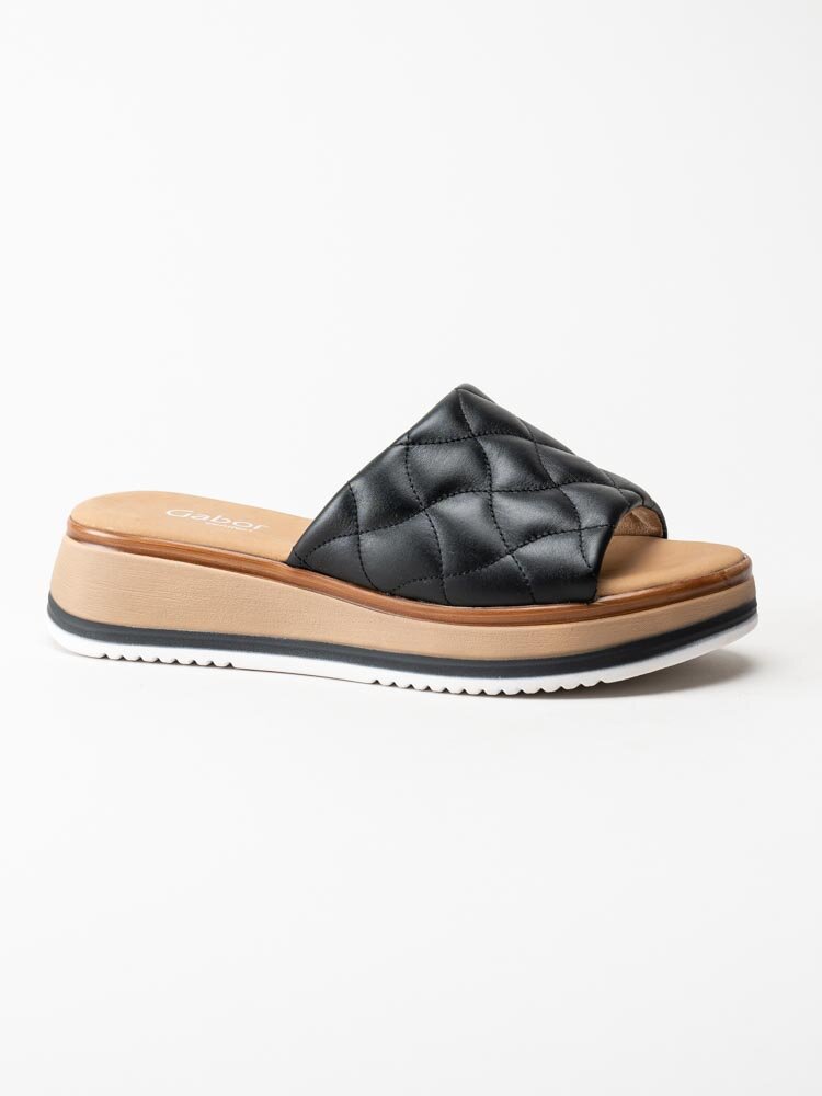 Gabor - Svarta slip in sandaler med quiltat skinn