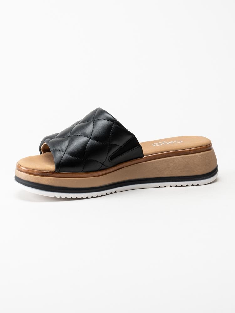 Gabor - Svarta slip in sandaler med quiltat skinn