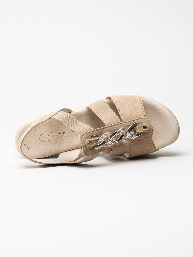 Gabor - Beige kilklackade sandaletter i mocka