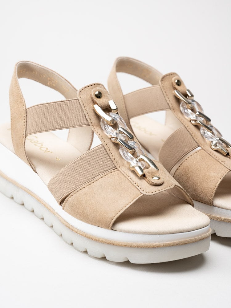 Gabor - Beige kilklackade sandaletter i mocka