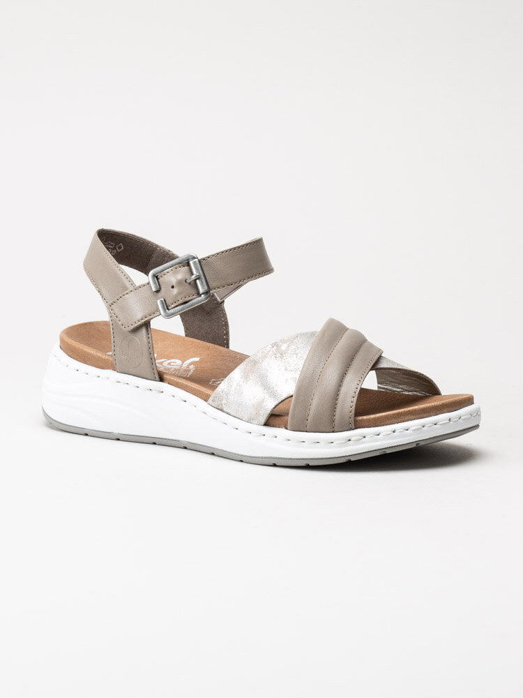 Rieker - Beige sandaler med silvrig rem
