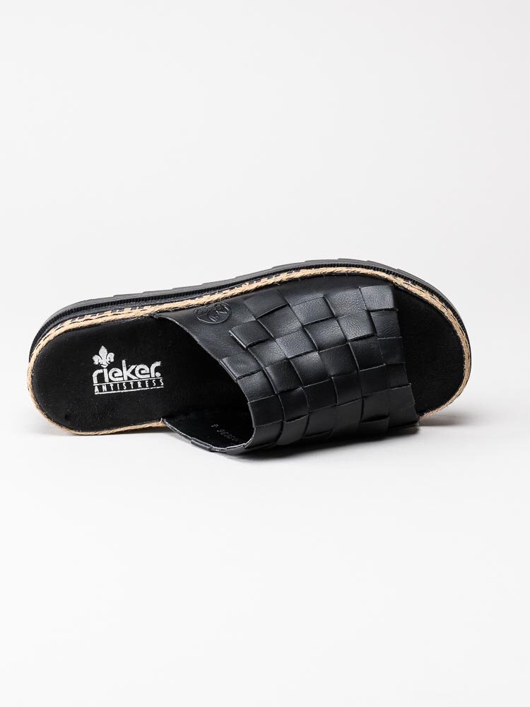 Rieker - Svarta kilklackade slip in sandaler