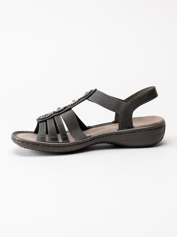 Rieker - Grå sandaler med pärldekoration