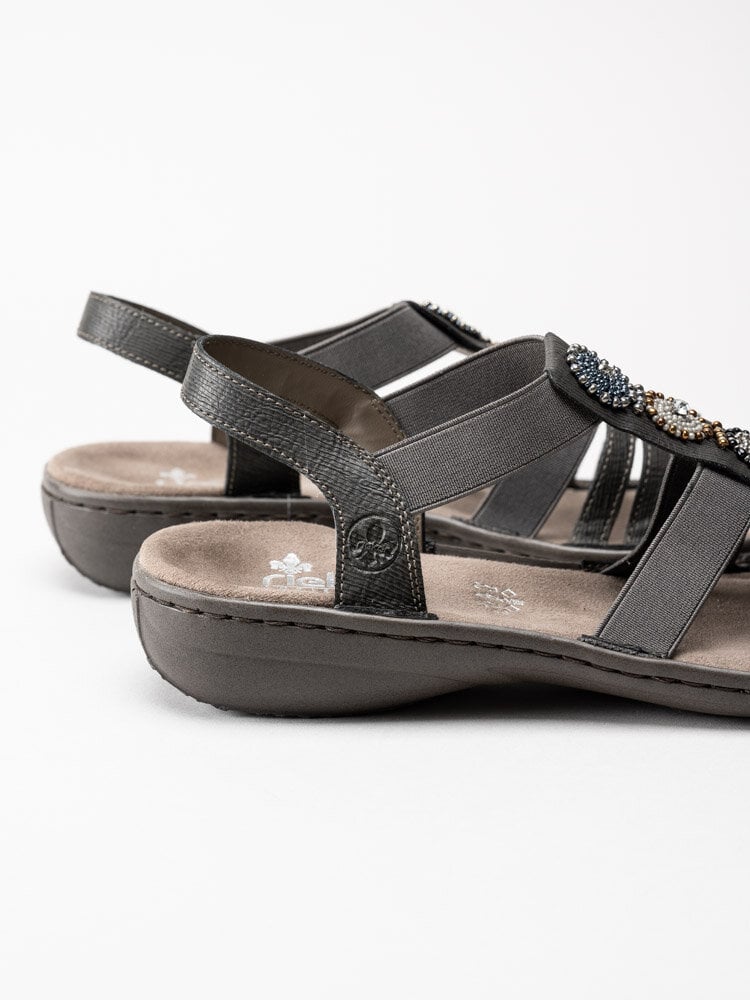 Rieker - Grå sandaler med pärldekoration