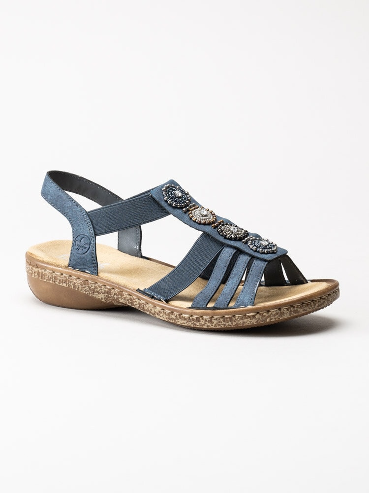 Rieker - Blå sandaler med pärldekoration