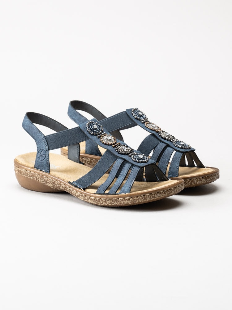 Rieker - Blå sandaler med pärldekoration