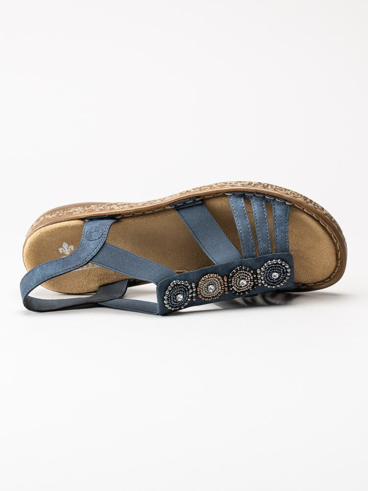 Rieker - Blå sandaler med pärldekoration