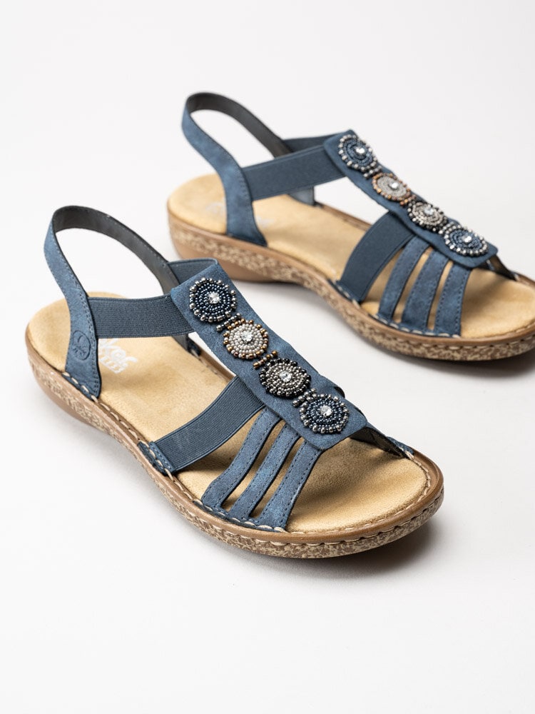 Rieker - Blå sandaler med pärldekoration