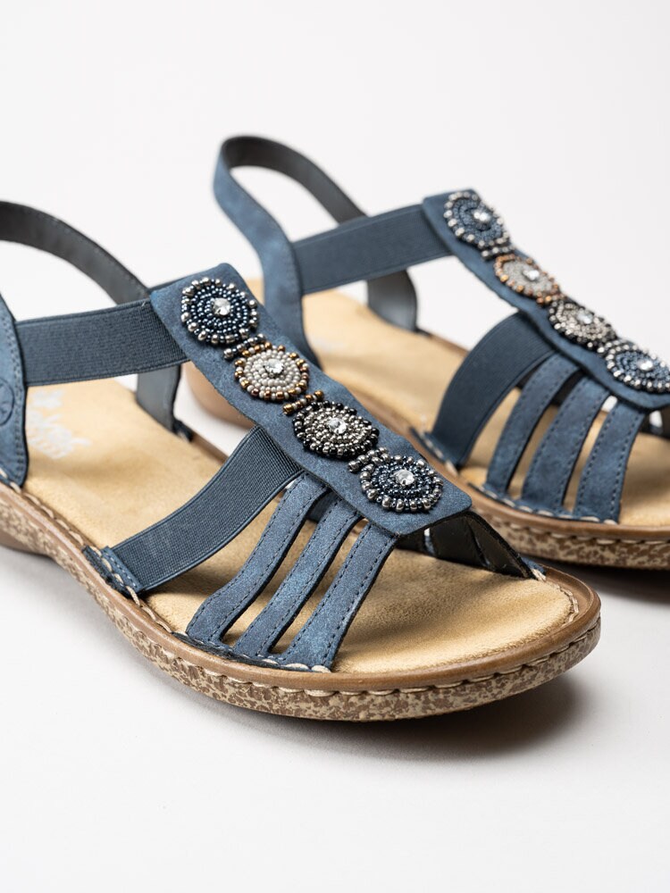 Rieker - Blå sandaler med pärldekoration