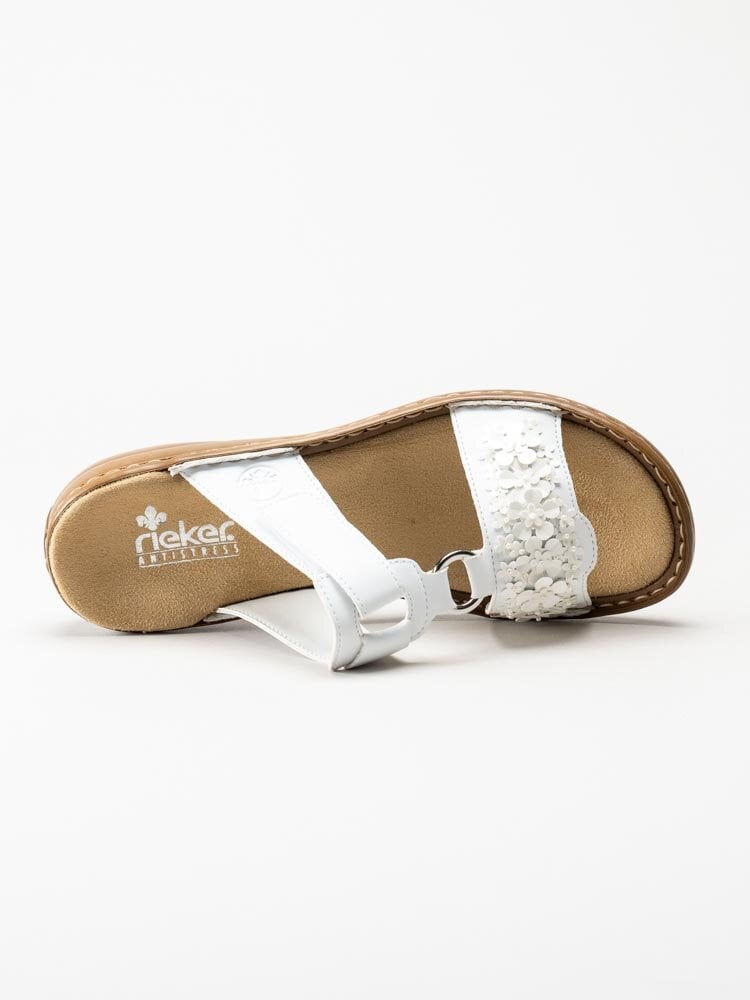 Rieker - Vita slip in sandaler med paljettdekor